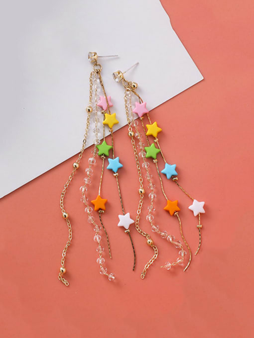 B Five-pointed star Alloy With Rose Gold Plated Trendy Irregular Tassels Earrings