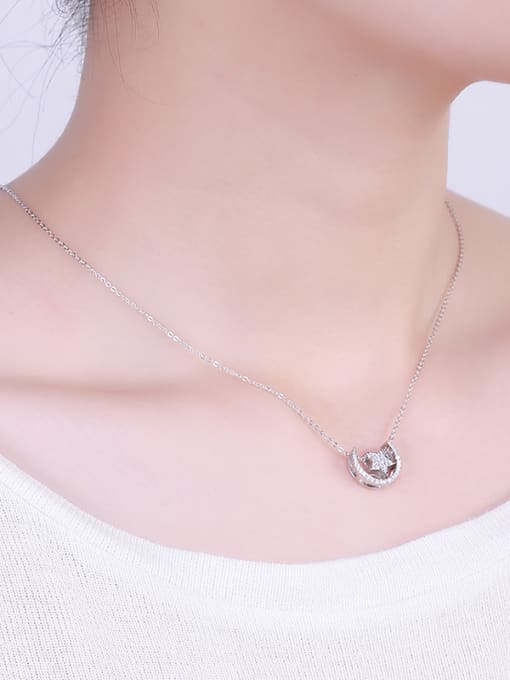 One Silver Star And Moon Necklace 1