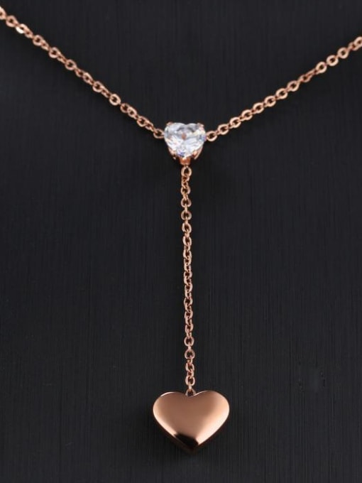 Open Sky Stainless Steel With Rose Gold Plated Fashion Heart Necklaces 0