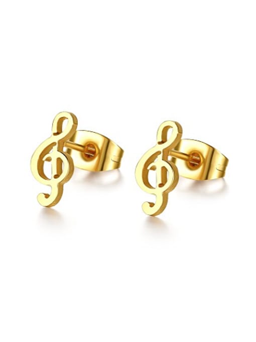 CONG Lovely Gold Plated Music Note Shaped Stud Earrings 0