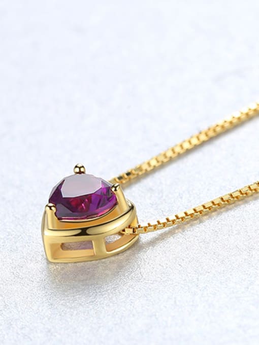 Purple Pu-20D07 Sterling silver minimalist heart-shaped semi-precious stones necklace