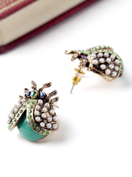 KM Lovely Insect Shaped Stones Alloy stud Earring 3