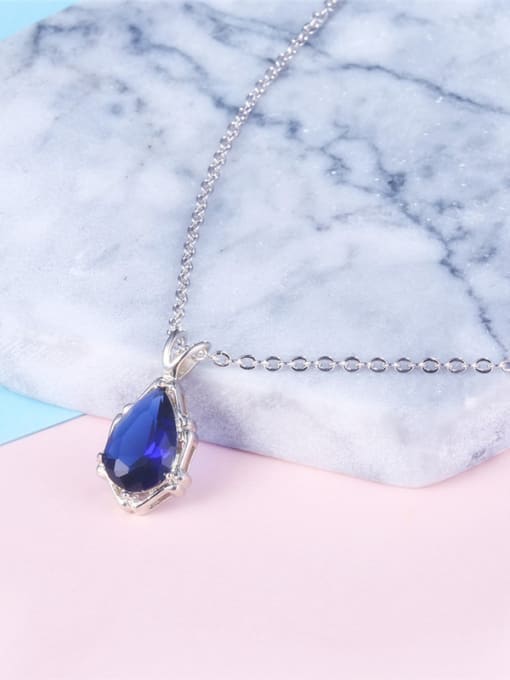 Ronaldo Elegant Water Drop shaped Blue Glass Bead Necklace 2