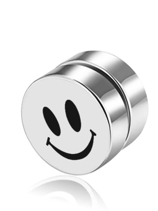 Smiling face Stainless Steel With Simplistic Round Stud Earrings