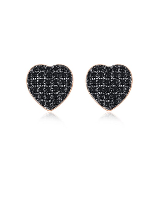 BLING SU Copper With Cubic Zirconia Cute Heart Stud Earrings 0