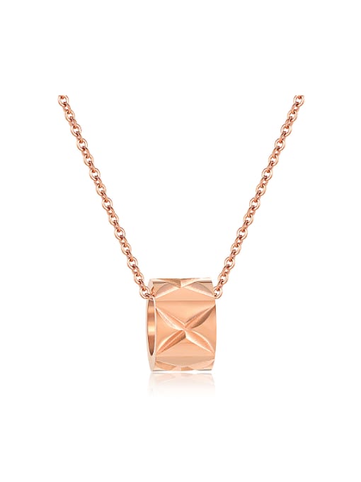 Open Sky Simple Little Ring Rose Gold Plated Titanium Necklace 0