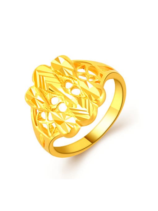 Yi Heng Da Fashion Style 24K Gold Plated Geometric Copper Ring 0
