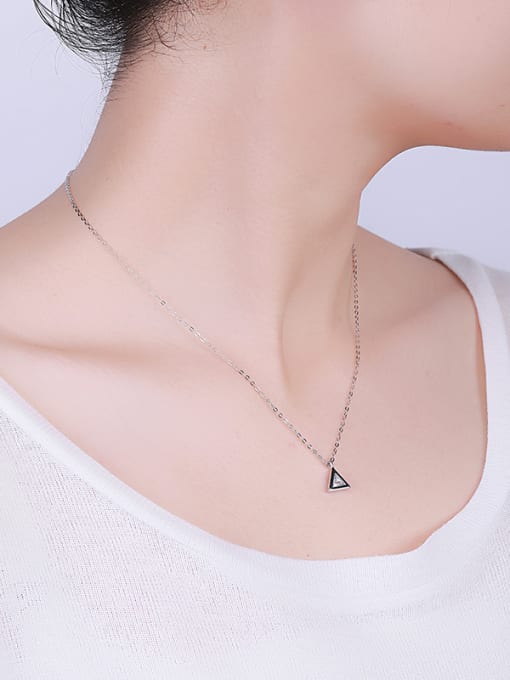 One Silver Triangle Shaped Necklace 1
