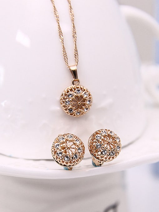 BESTIE Alloy Imitation-gold Plated Fashion Rhinestones Hollow Two Pieces Jewelry Set 1