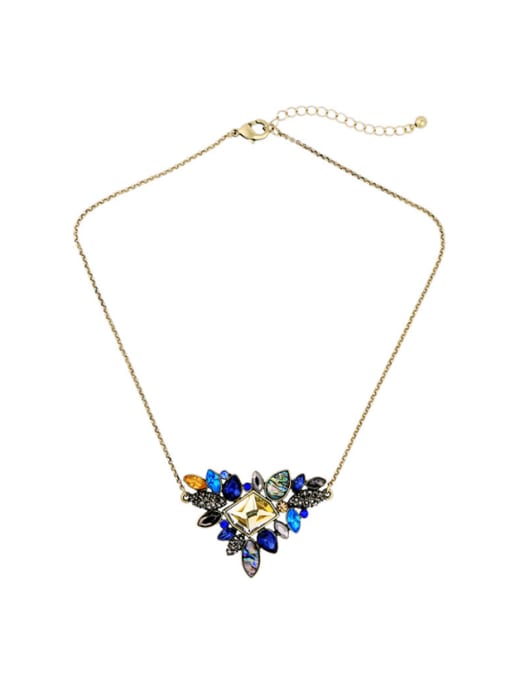 KM Fresh and Colorful Mixed Gemstones Short Alloy Sweater Necklace 0