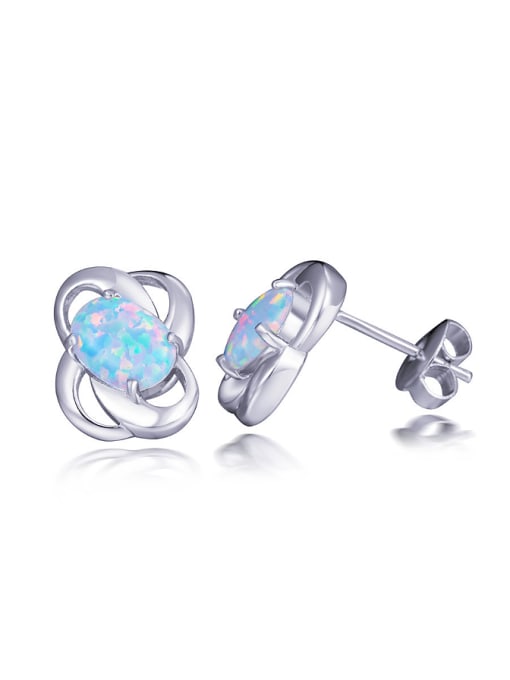 White Flower Opal Stone stud Earring