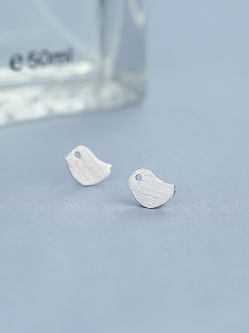 One Silver Lovely Bird Shaped Stud Earrings 1