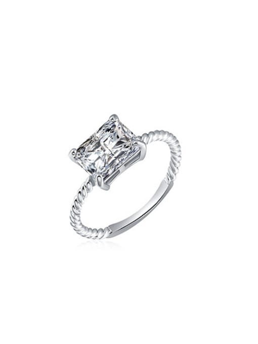 Ronaldo Women Trendy Square Shaped Zircon Ring 0