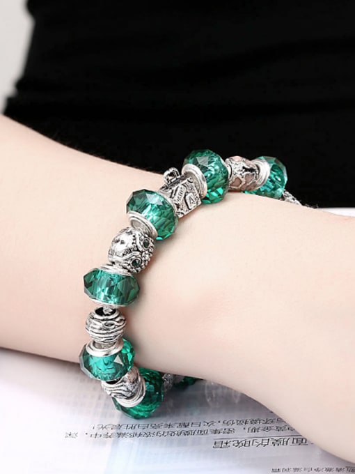 OUXI Fashion Beads Green Glass Bracelet 1