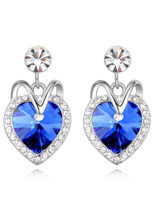 QIANZI Fashion Heart austrian Crystals-covered Alloy Stud Earrings 2