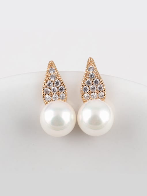 Champagne Gold Copper Alloy, High-quality Zircon High-grade Scallop stud Earring