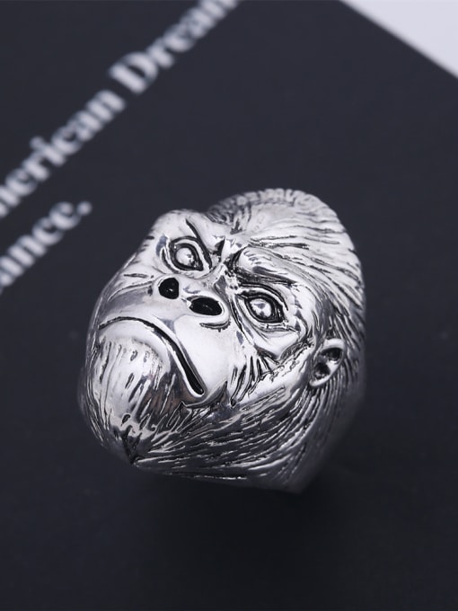 Wei Jia Punk style Antique Silver Plated Orangutan Alloy Ring 0