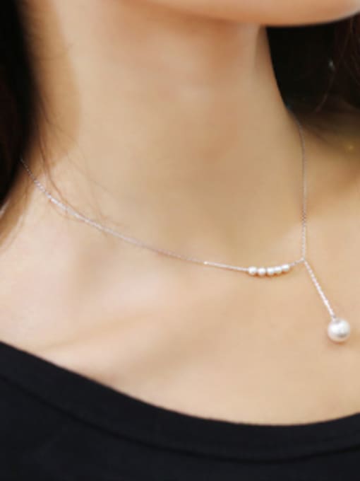 DAKA Simple Artificial Pearls 925 Silver Necklace 1