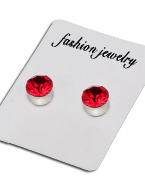 Big red Stainless Steel With Silver Plated Simplistic Round Stud Earrings