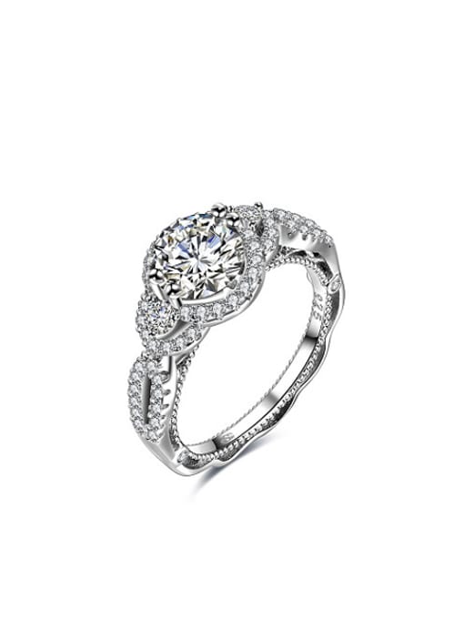 Ronaldo Luxury Round Shaped 925 Silver Zircon Ring 0