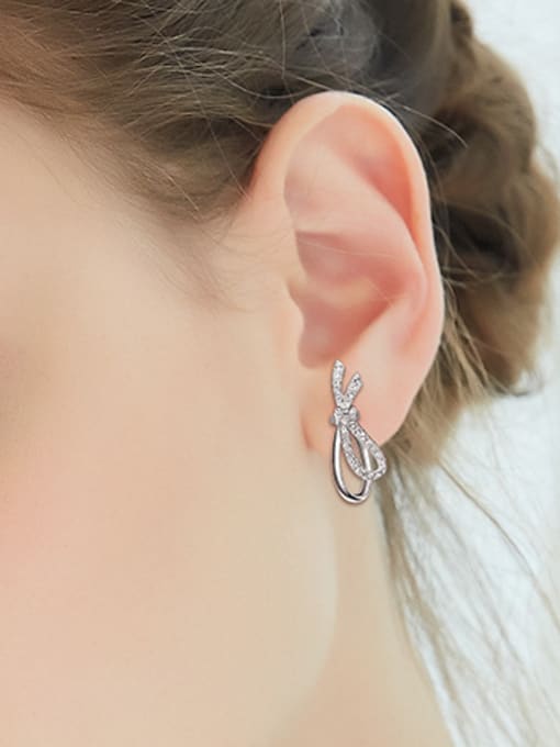 CEIDAI Simple Bowknot Cubic Zircon Stud Earrings 1