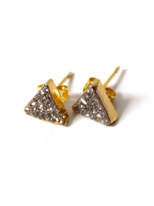 Silver Fashion Triangle Shiny Natural Crystal Stud Earrings