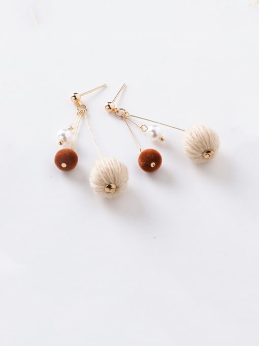 B Beige Alloy With Rose Gold Plated Fashion Round Drop Earrings