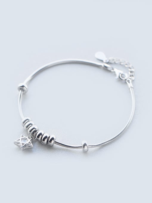 Rosh S925 Silver Simple Sweet Star and Beads Fashion Bracelet 0