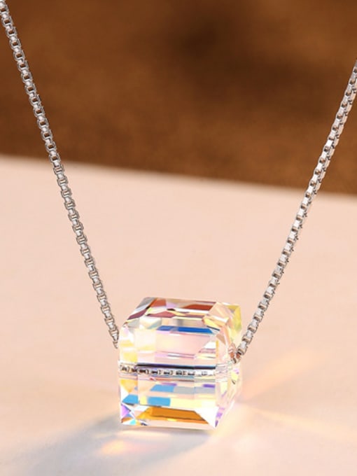platinum 925 Sterling Silver With Platinum Plated Simplistic Square Necklaces