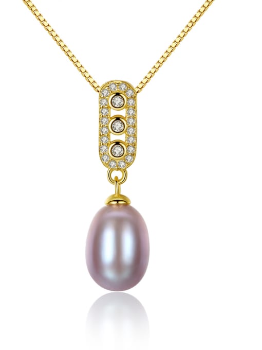 CCUI Pure silver natural pearl pendant 18K genuine gold plated necklace 0