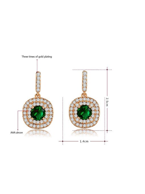 Ronaldo All-match Rose Gold Plated Square Shaped AAA Zircon Two Pieces Jewelry Set 2