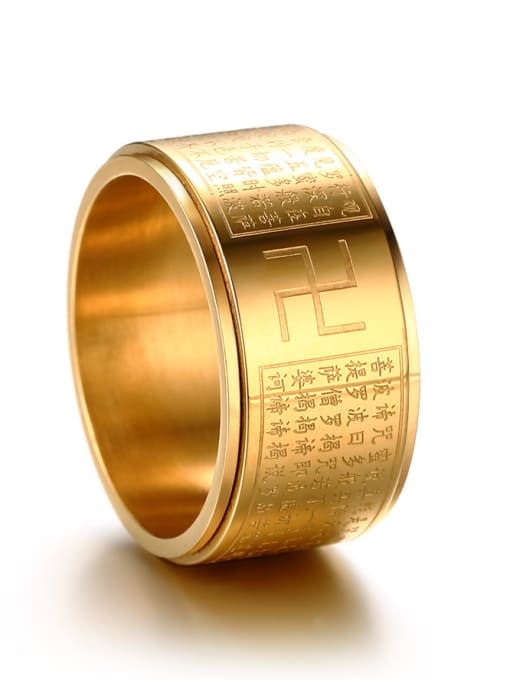 Golden Exquisite Gold Plated Scripture Geometric Titanium Ring