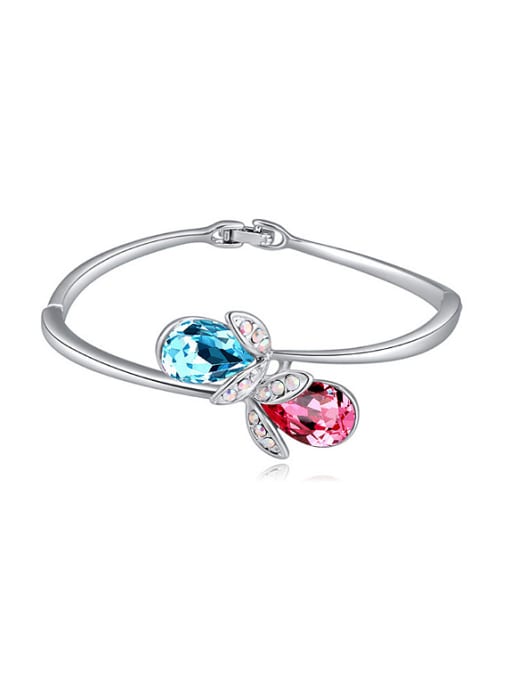 double color Simple Water Drop austrian Crystals Alloy Bangle