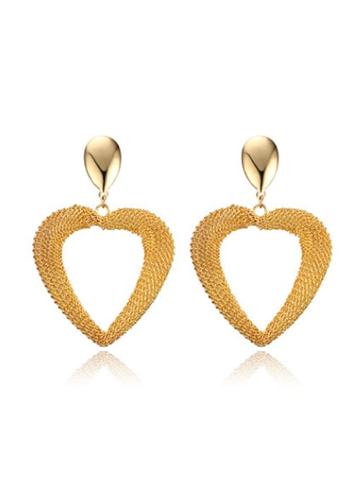 Golden All-match High Polished Heart Shaped Drop Earrings