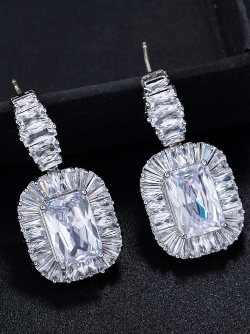 White Copper inlaid AAA zircons noble luxury Earrings