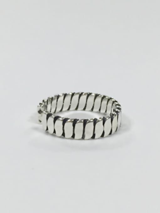 DAKA Simple Antique Silver Plated Silver Opening Ring