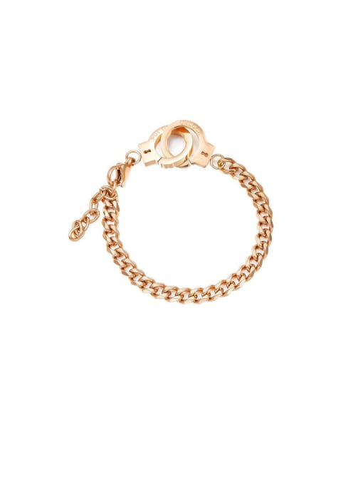 Rose Titanium With Rose Gold Plated Simplistic Handcuffs  Chain Bracelets