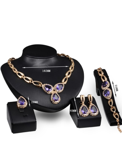BESTIE Alloy Imitation-gold Plated Fashion Water Drop shaped Stones Four Pieces Jewelry Set 2