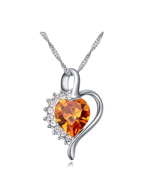 QIANZI Fashion Heart austrian Crystals Pendant Alloy Necklace 0