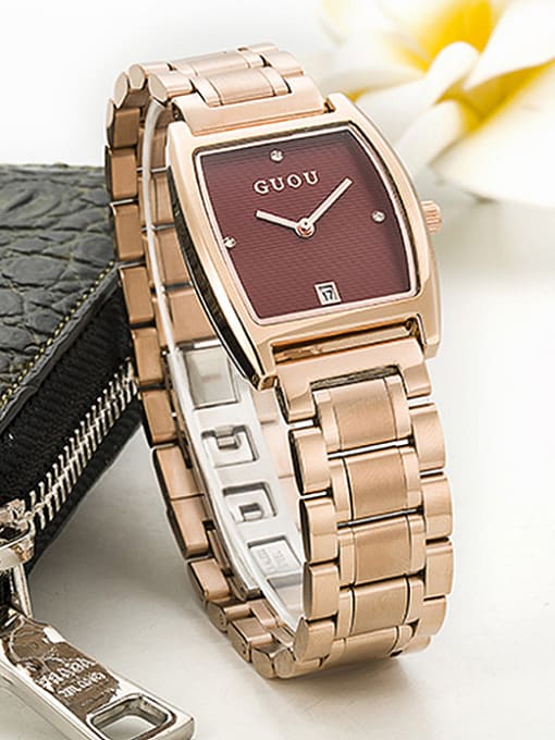 Red 2 2018 GUOU Brand Simple Square Numberless Watch