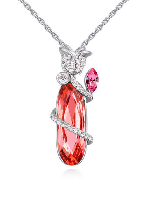 red Fashion Oval austrian Crystal Flower Alloy Necklace