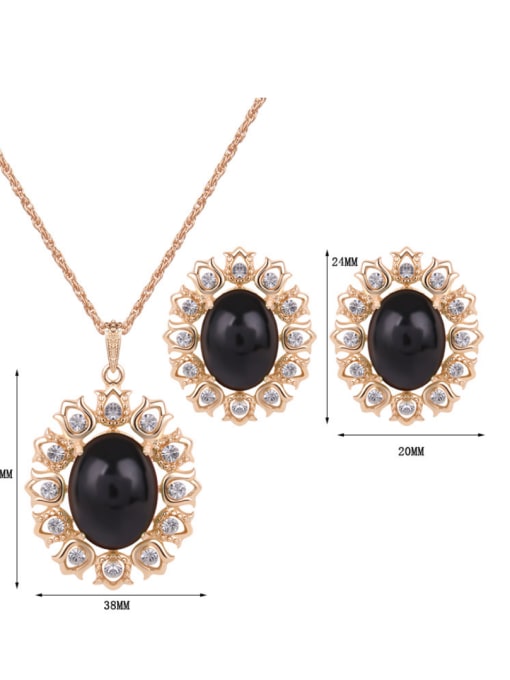 BESTIE 2018 2018 2018 2018 Alloy Imitation-gold Plated Fashion Artificial Stones Two Pieces Jewelry Set 3