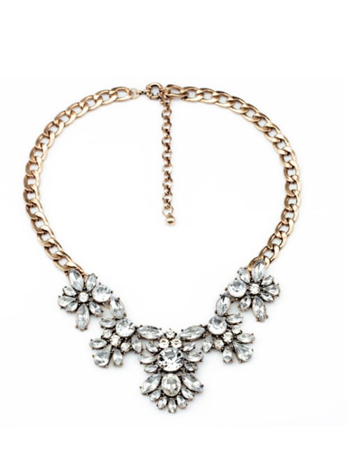 KM Fashion Crystal Leaves-Shaped Alloy Sweater Necklace 0