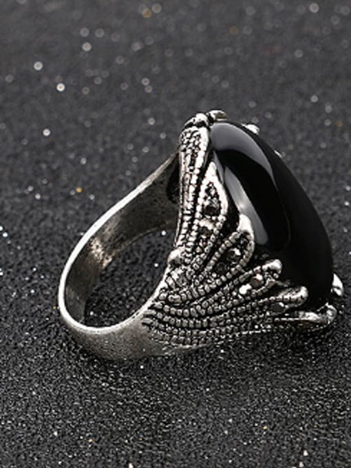 Gujin Retro style Oval Stone Crystals Alloy Ring 4