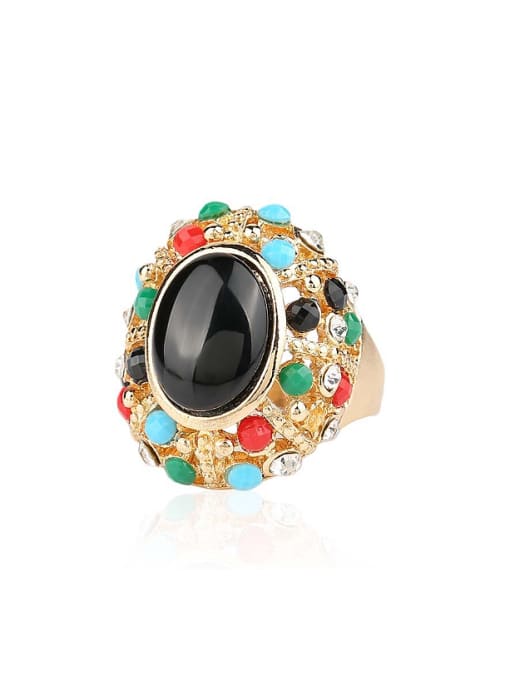Gujin Personalized Colorful Resin stones Gold Plated Alloy Ring 0
