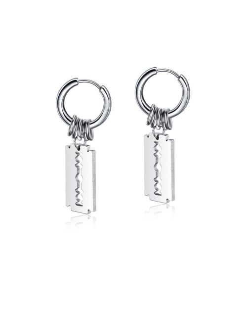 547-platinum 316L Surgical Steel With Platinum Plated Personality Geometric Clip On Earrings