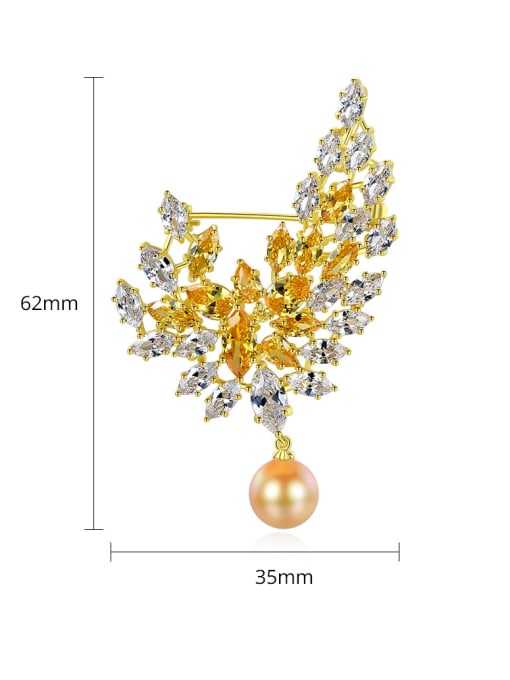 BLING SU Copper With Gold Plated Delicate Flower Brooches 4