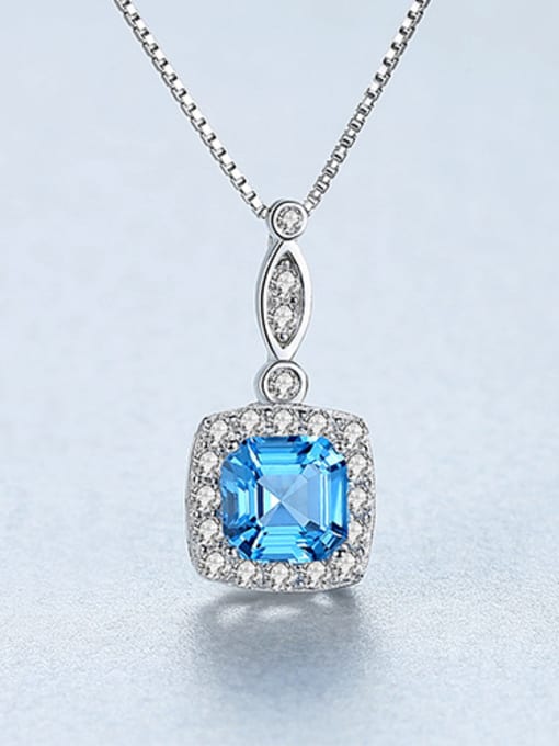 Platinum 925 Sterling Silver With Platinum Plated Delicate Square Necklaces
