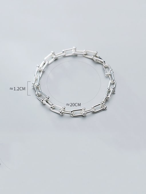 Rosh 925 Sterling Silver With Platinum Plated Simplistic Chain Bracelets 1