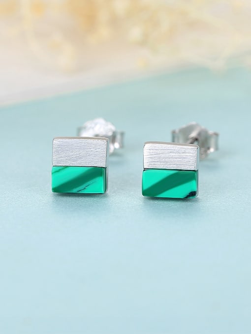 CCUI 925 Sterling Silver With Acrylic  Simplistic Square Stud Earrings 3